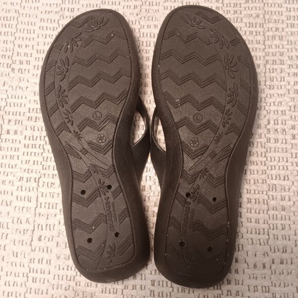 Okabashi women's black low wedge heel flip flops Made in USA sz L / 9.5 - 10.5 - Picture 7 of 11